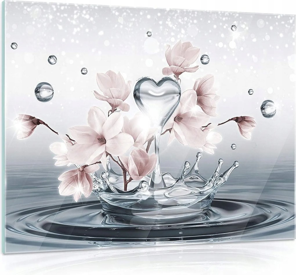 Üvegfestmény Konyha Fürdőszoba Virágok Absztrakt Falikép 80x60