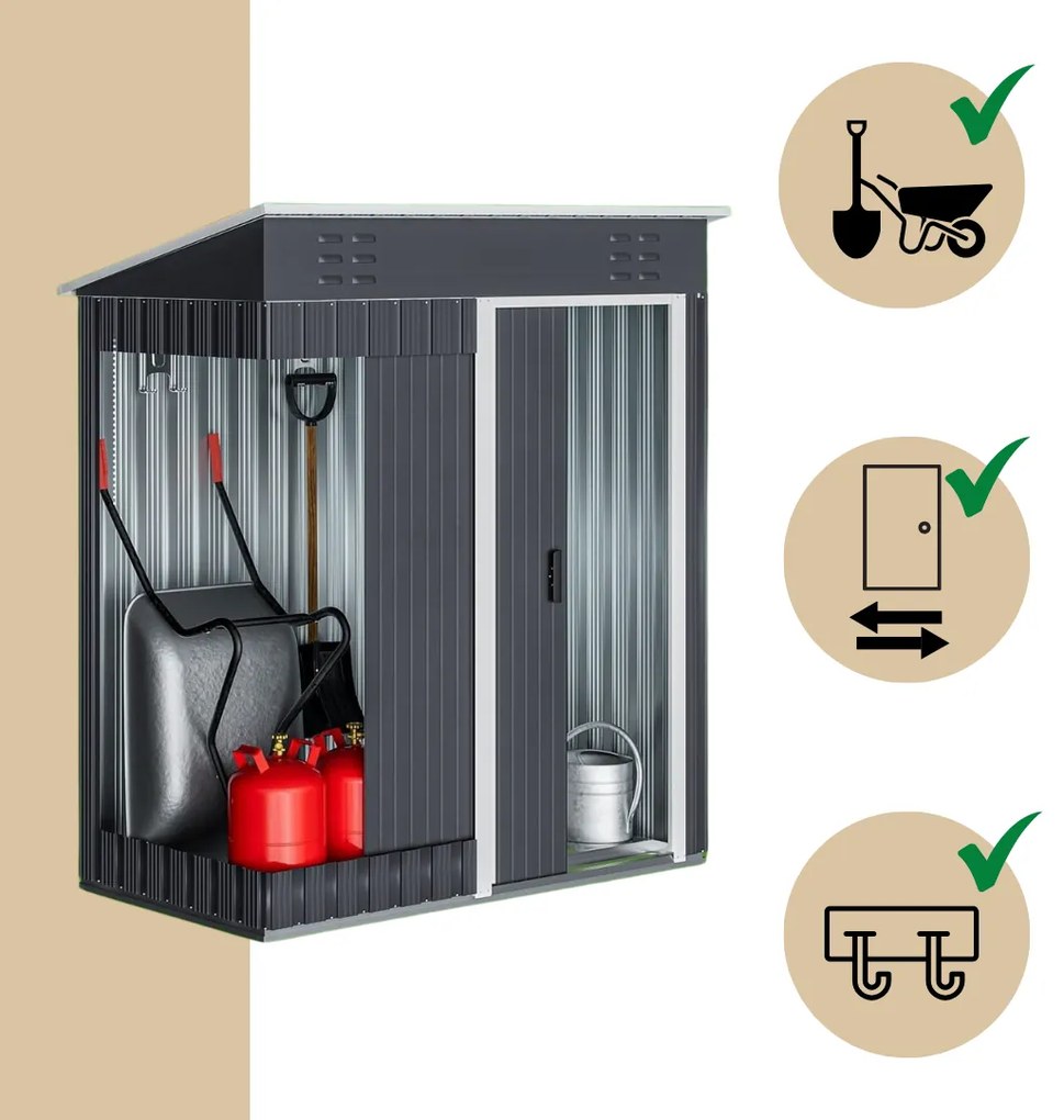 Kerti szerszámtároló ház M, 162x86x181 cm, antracit Jurhan