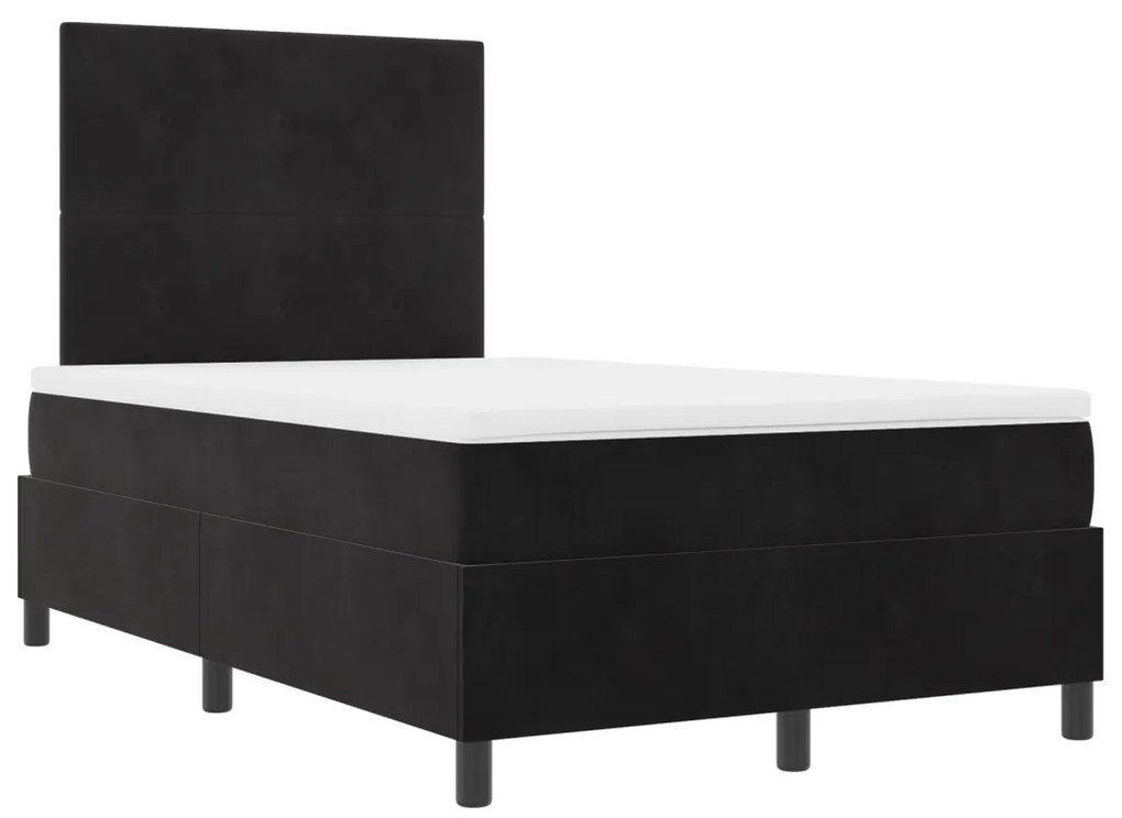 Boxspring Ágy Mattal Fekete Kicsi Dupla Bársony