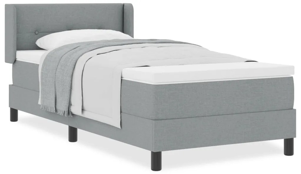 Boxspring ágy matraccal - világosszürke, 80 x 200 cm, szövet.