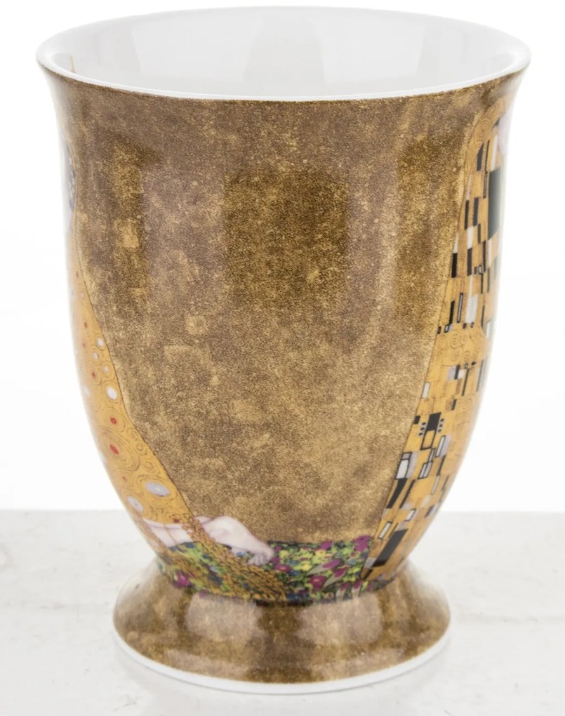 Bögre kanállal, porcelán, többszínű, 10,5x11,5x8,5, kanál, 12,5 cm Klimt: A csók