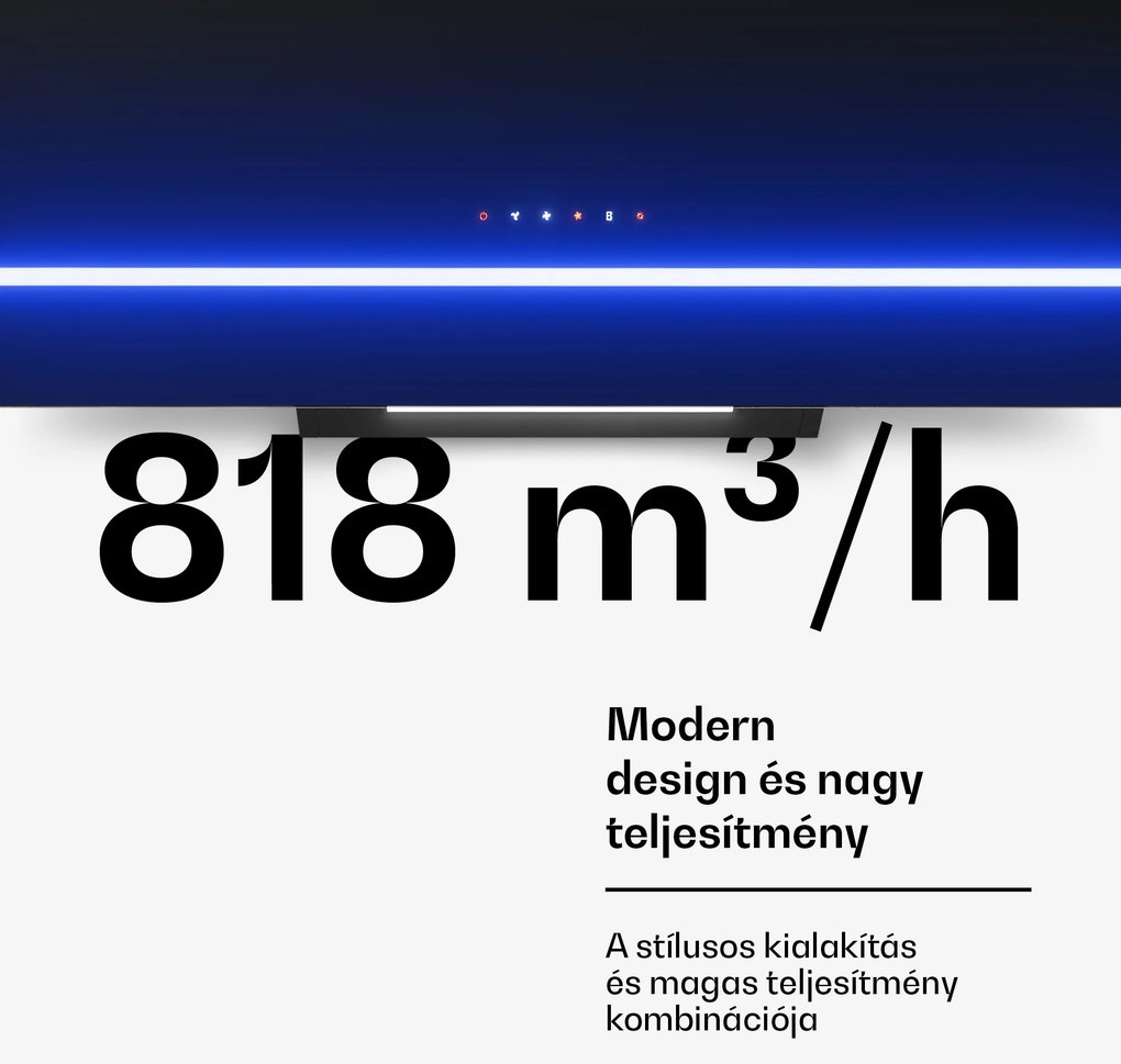 Klarstein Illuminosa szabadon álló páraelszívó | Kivezetéses és keringtetéses üzemmód | Minimalista | 818 m³/h | 90 cm