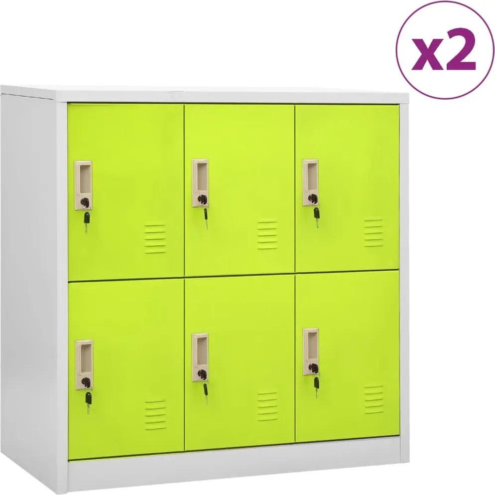 vidaXL 2 db világosszürke-zöld acél zárható szekrény 90 x 45 x 92,5 cm