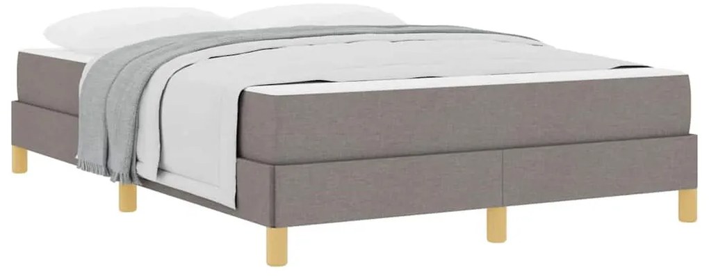 Boxrugós ágy Taupe és Barna 140 x 200 cm Textil és mérnöki fa