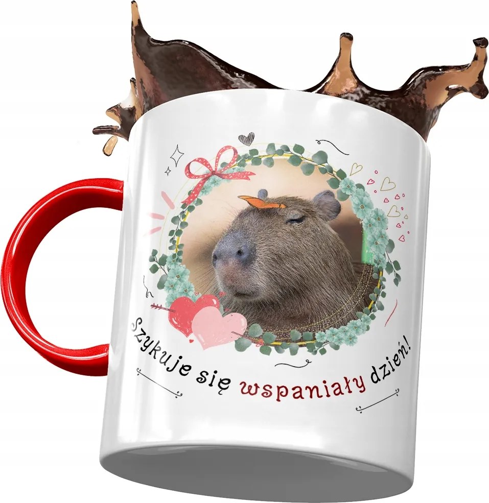 Piros Kapibara Bögre Születésnap Névnap Ajándék Nyomtatott Fotóval