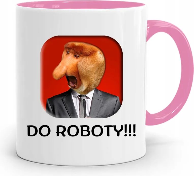 Rózsaszín Bögre Janusz A Munkához! Ajándék fényképes nyomattal