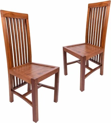 Étkezőszék szett 2 db DIVERO fa szék teakfa felülettel