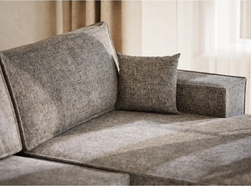 Szürke zsenília kinyitható-tárolóhelyes sarokkanapé (U alakú) Kyoto – Maison de Rêve