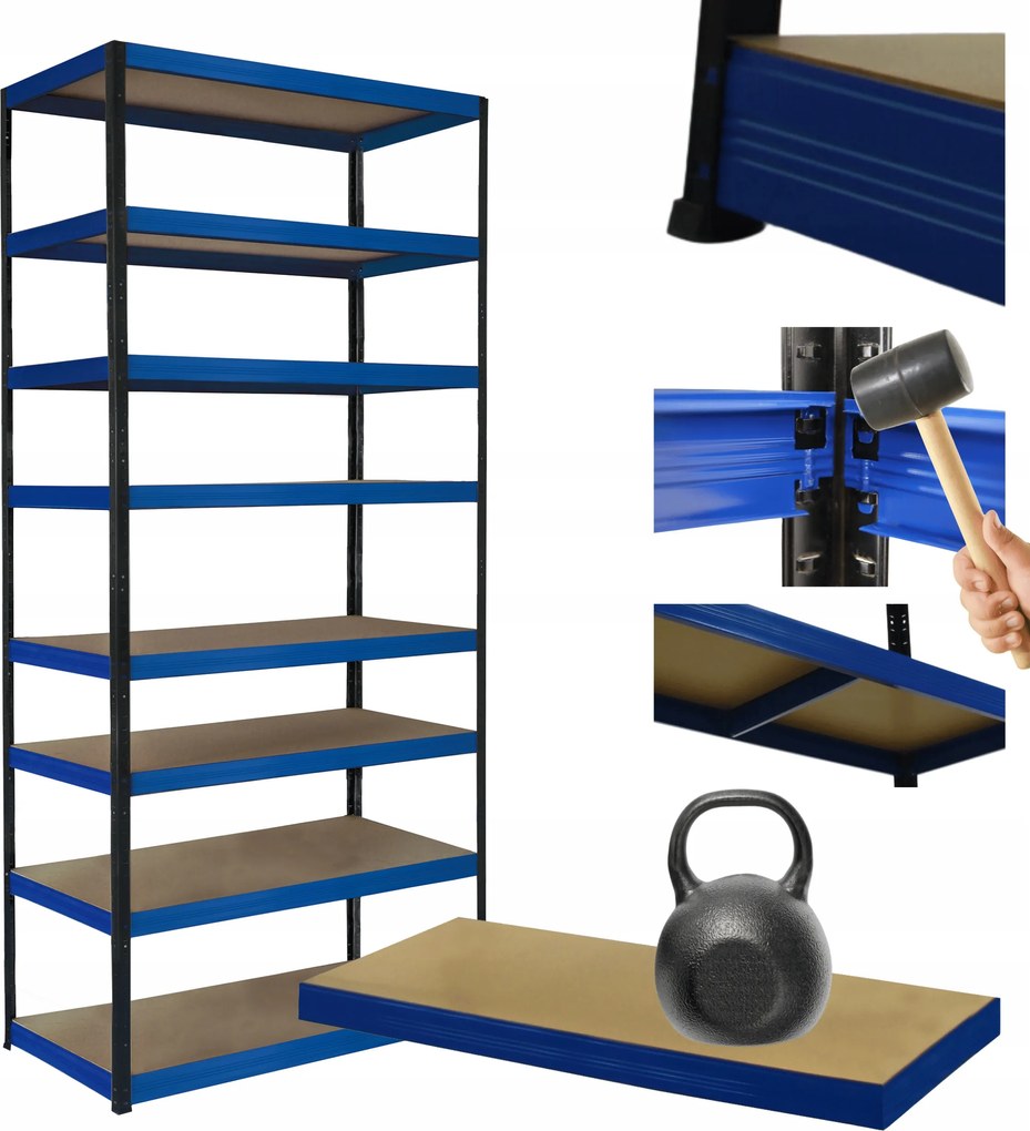 Tárolószekrény fém állvány Helios 270x110x35cm 8Px175kg Tartós Magas