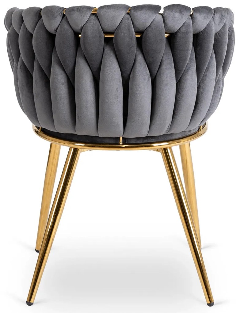 Elegáns Szürke Bársony Étkezőszék Arany Lábbal. CAPI