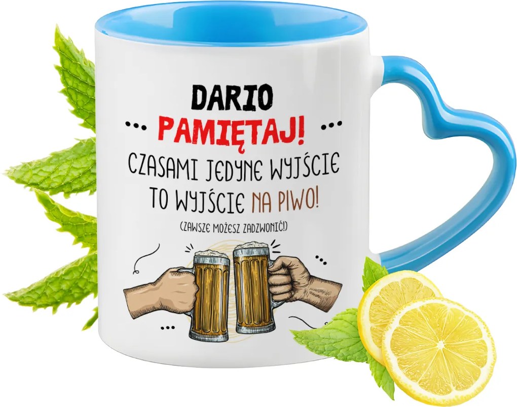 Daria Kék Bögre Szív Alakú Füllel Ajándék Nyomtatott