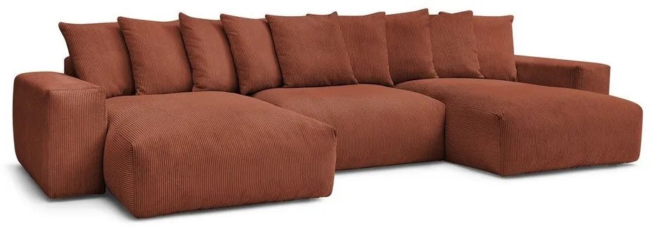 Téglavörös kordbársony sarokkanapé Voltaire – Bobochic Paris