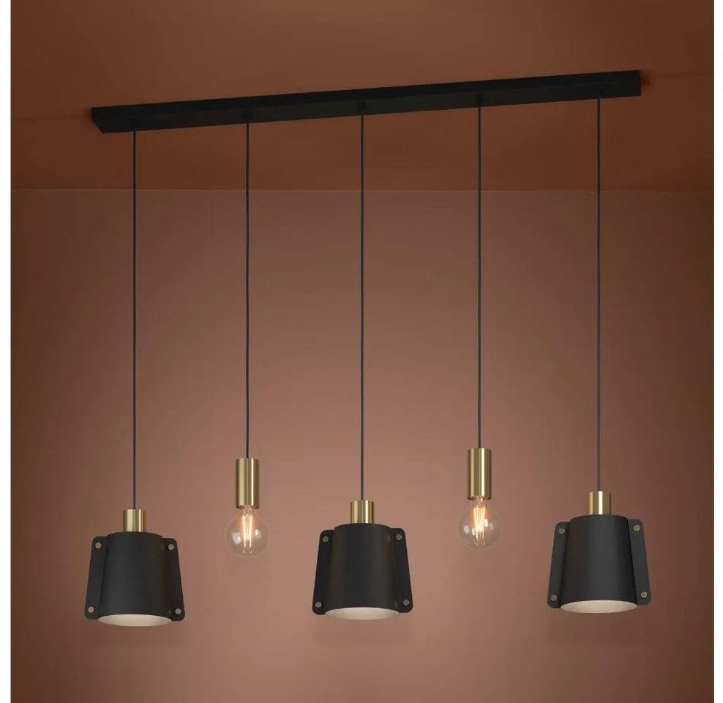 Eglo 390115 - Csillár zsinóron MAJAGUA 5xE27/40W/230V fekete/arany