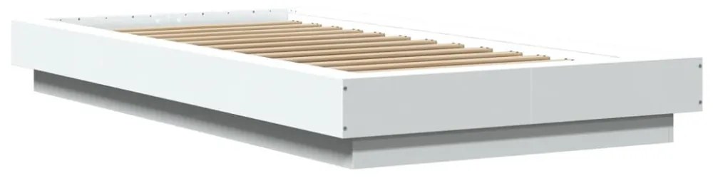 fehér szerelt fa ágykeret LED-világítással 90 x 190 cm