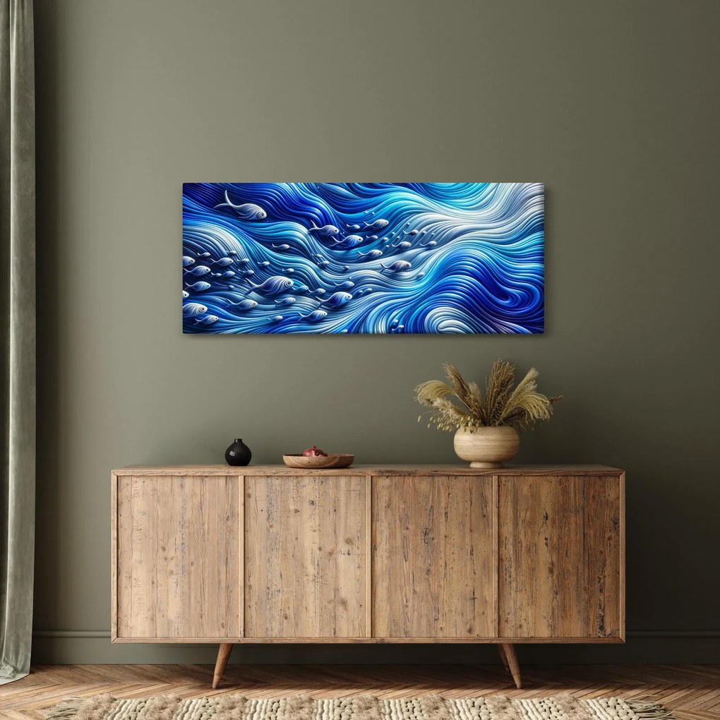 Kép – Halak a hullámokban (120x50 cm)