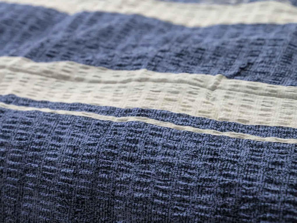 Krepp ágynemű Renforcé pamutból KÉK VONAL kék Ágyneműhuzat mérete: 70 x 90 cm | 140 x 200 cm