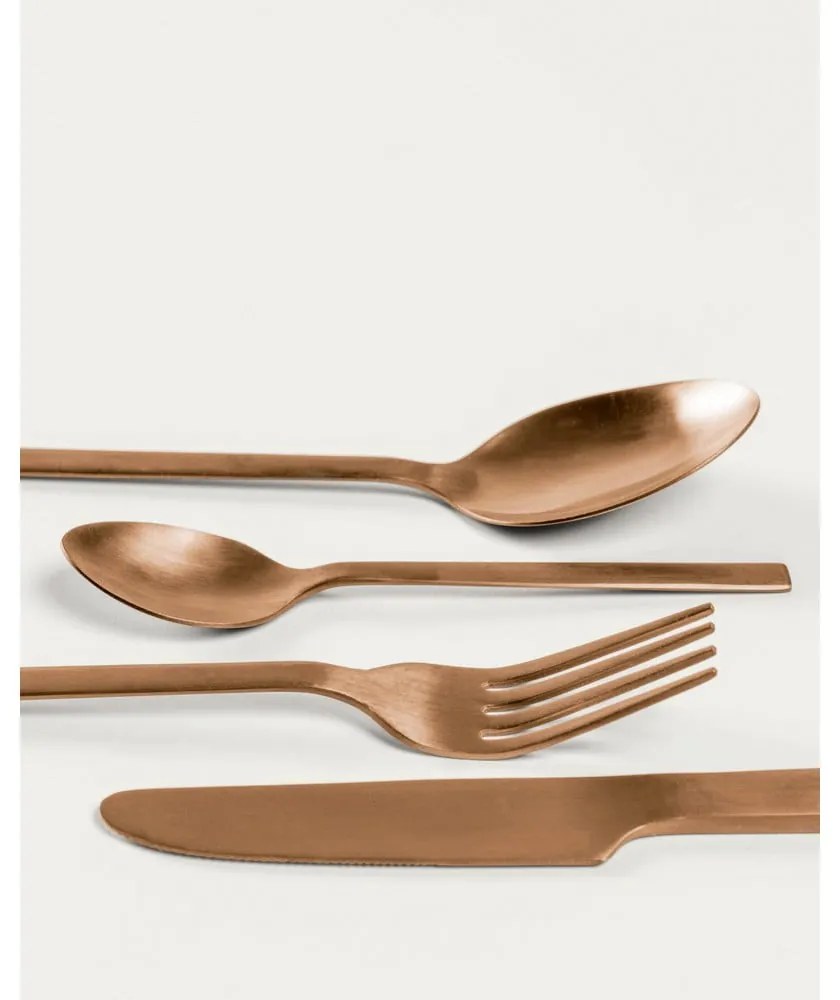 Rézszínű rozsdamentes acél evőeszköz készlet 16 db-os Kelda – Kave Home