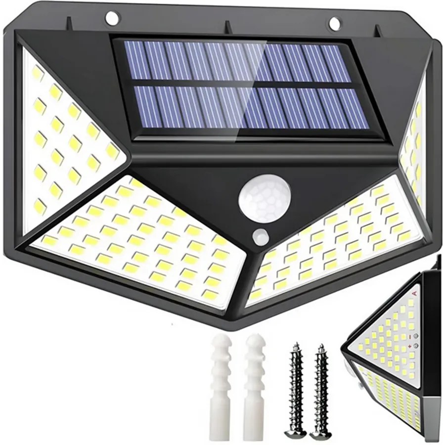 100 LED-es Mozgásérzékelős, napelemes LED lampa, HT