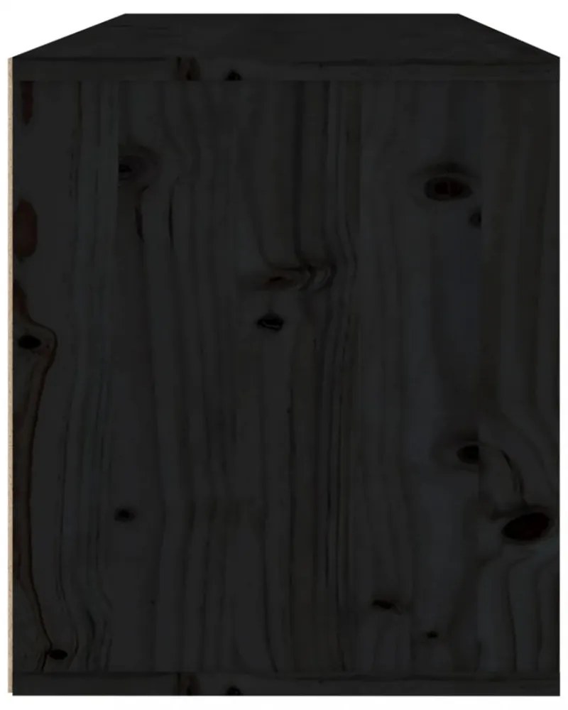 fekete tömör fenyőfa faliszekrény 80 x 30 x 35 cm