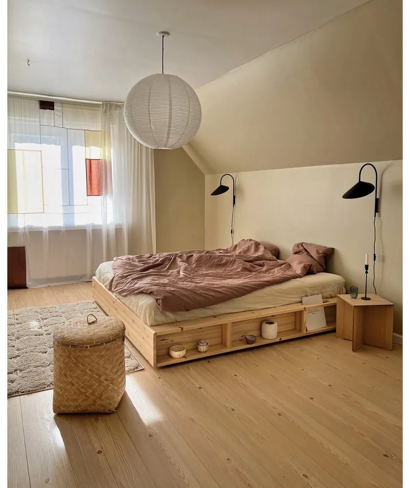 Borovi fenyő franciaágy ágyráccsal 180x200 cm Ziggy – Karup Design