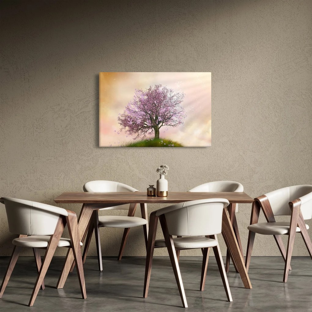 Virágzó fa képe egy domb tetején (90x60 cm)