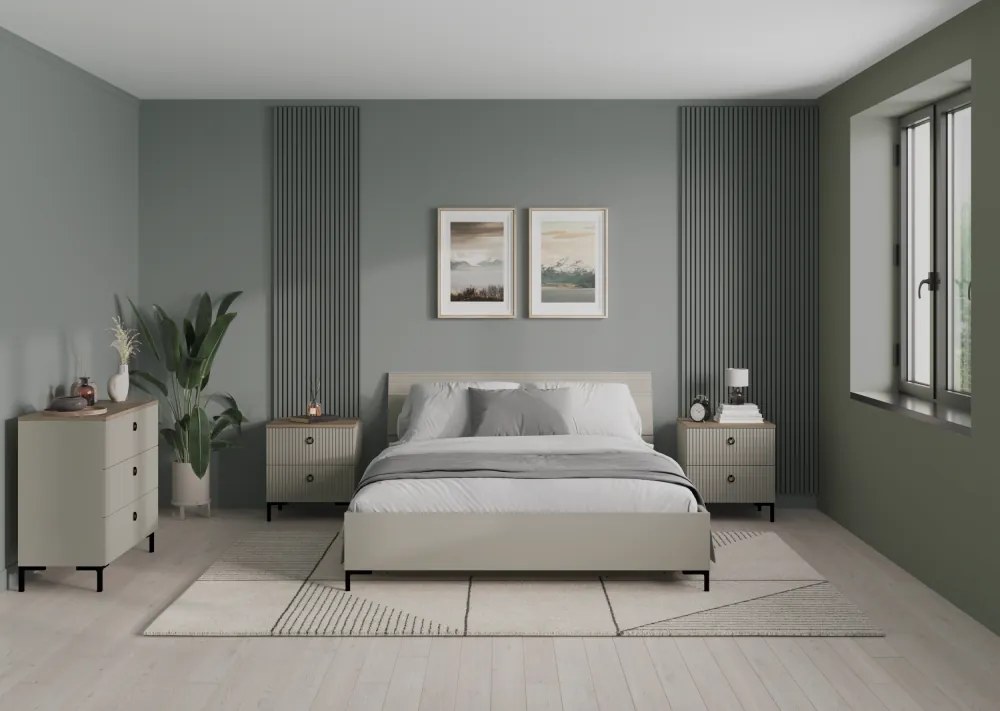 Franciaágy, 160x200, szürkésbarna Taupe, DOMCA