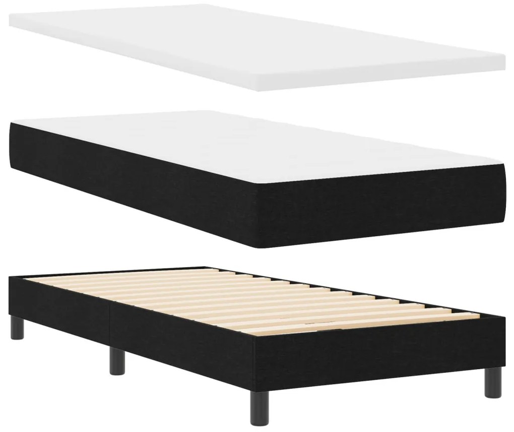 Boxspring Ágy Mattal & LED Fekete 90x200 cm Szövet