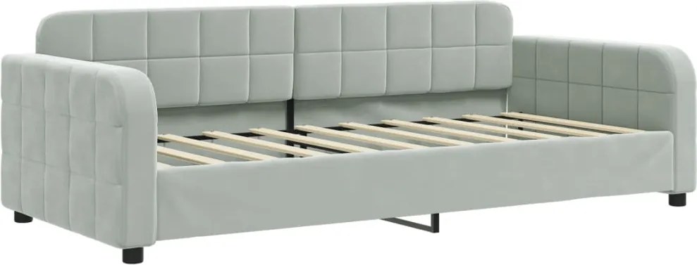 vidaXL világosszürke bársony kanapéágy 90 x 190 cm