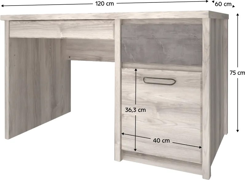 PC asztal 1D2S, nairobi gesztenye/onix, JESI NEW