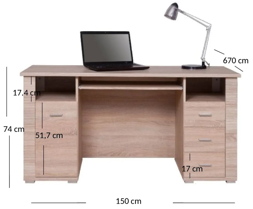 PC asztal Gwenn 1D3S (szonoma tölgy). Akció -18%. 1052941