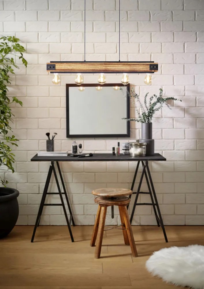EGLO 43468 LAYHAM Modern Függesztett Lámpa Világos Fa E27 IP20
