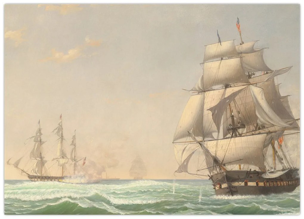 Kép - Fitz Henry Lane, The United States Frigate President Engaging the British Squadron, reprodukciók (70x50 cm)