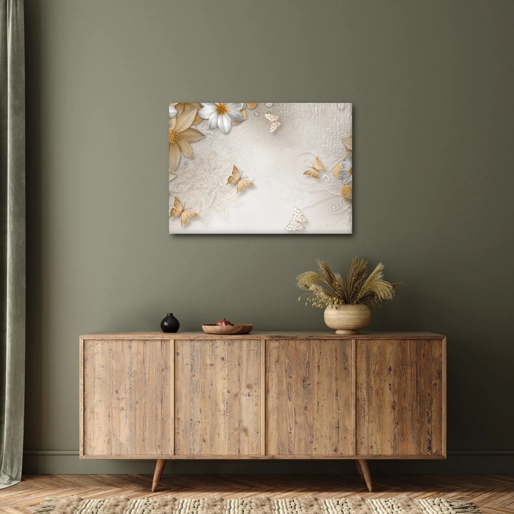 Kép - virágok pillangókkal (70x50 cm)