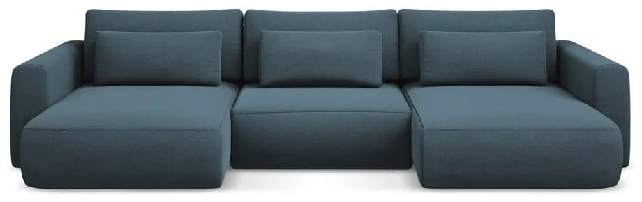 Kék kinyitható-tárolóhelyes (U alakú) sarokkanapé Kapua – Makamii