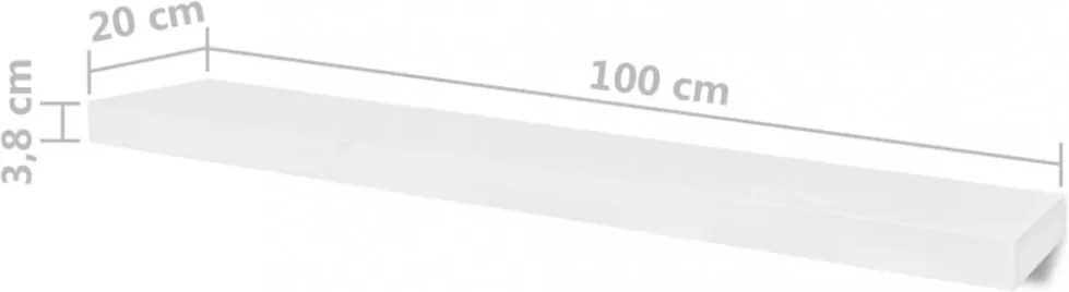4 db fehér fali polc 100 cm