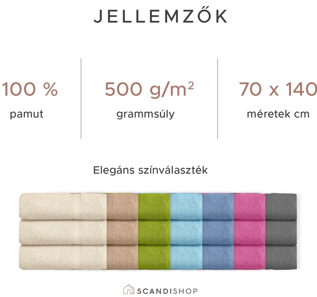 CLARYSSE ELEGANCE törölköző 70x140 cm zöld, 100% pamut