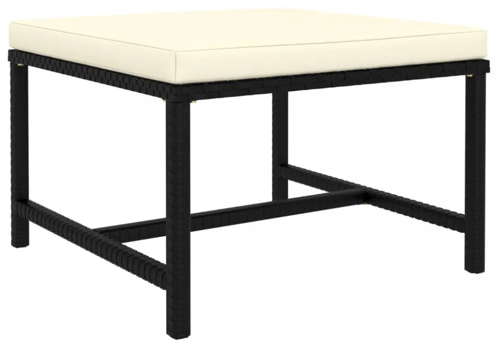 4 részes fekete polyrattan kerti kanapészett párnákkal