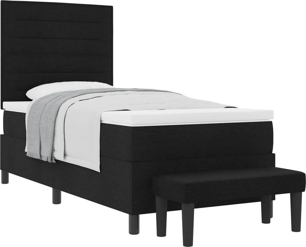 vidaXL Boxrugós ágy matracmal fejtámlával Fekete 80 x 200 cm szövet