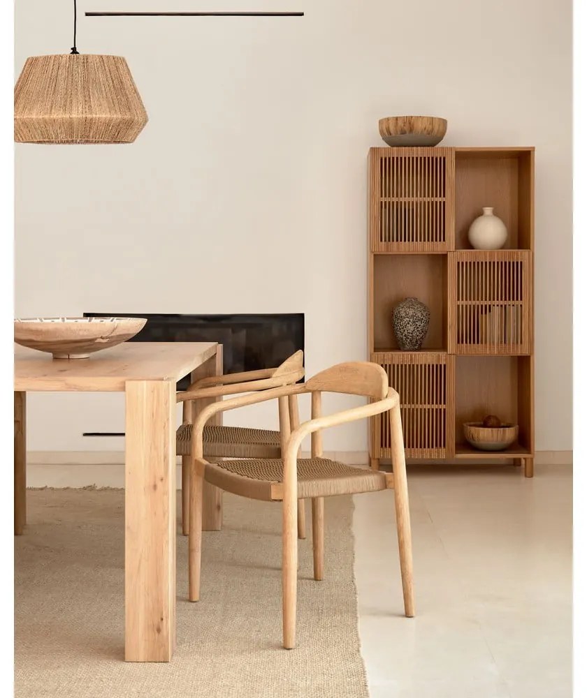 Étkezőasztal tölgyfa dekorral 100x200 cm Deyanira – Kave Home