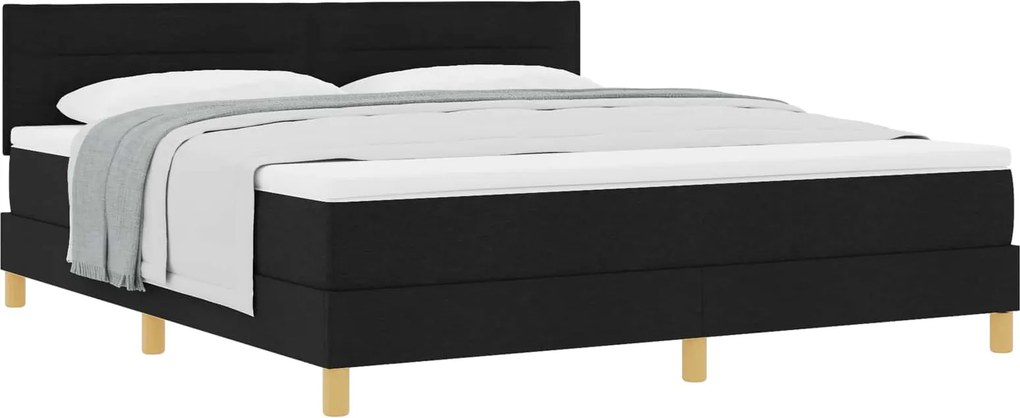 vidaXL Boxrugós ágy matracmal fejtámlával Fekete 180 x 200 cm szövet