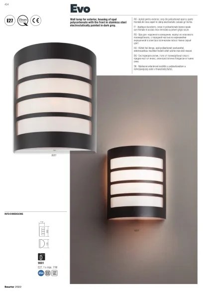 Redo 9001 - Kültéri fali lámpa EVO 1xE27/11W/230V IP44