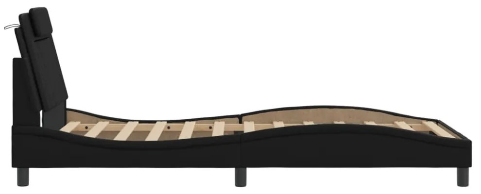 fekete ágykeret Viana LED-ekkel matrac nélkül 100 x 200 cm