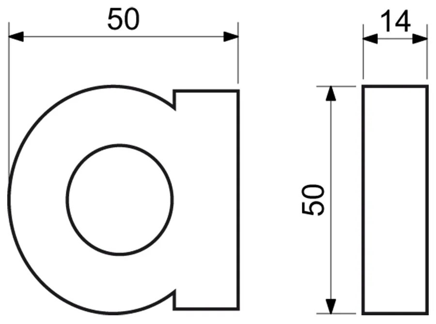 "A" házszám, RN.100LV, szálcsiszolt, fekete