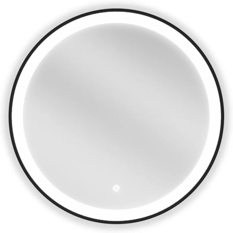 Mexen Esso fürdőszobai megvilágított tükör, kerek 60 cm, LED 6000K, páramentes, fekete keret - 9825-060-060-611-70