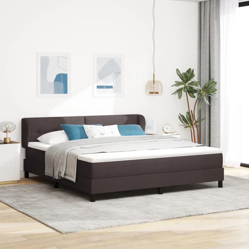 Boxspring Ágy Matrac 180x200 cm Sötétbarna Szövet