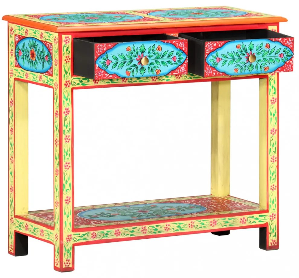 kézzel festett tömör mangófa tálalóasztal 80 x 35 x 75 cm