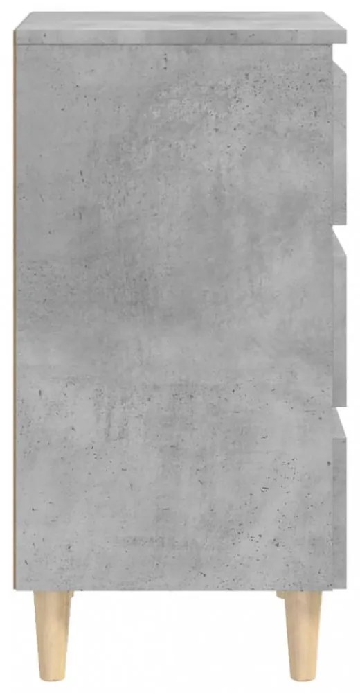 betonszürke éjjeliszekrény tömör fa lábakkal 40 x 35 x 69 cm