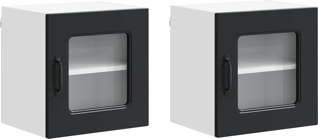 vidaXL Konyhaszekrény Kalmar 2 pcs Fekete 40 x 31 x 40 cm Faanyag