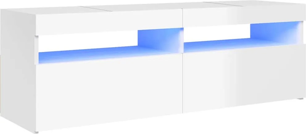 vidaXL magasfényű fehér TV-szekrény LED-lámpákkal 120 x 35 x 40 cm
