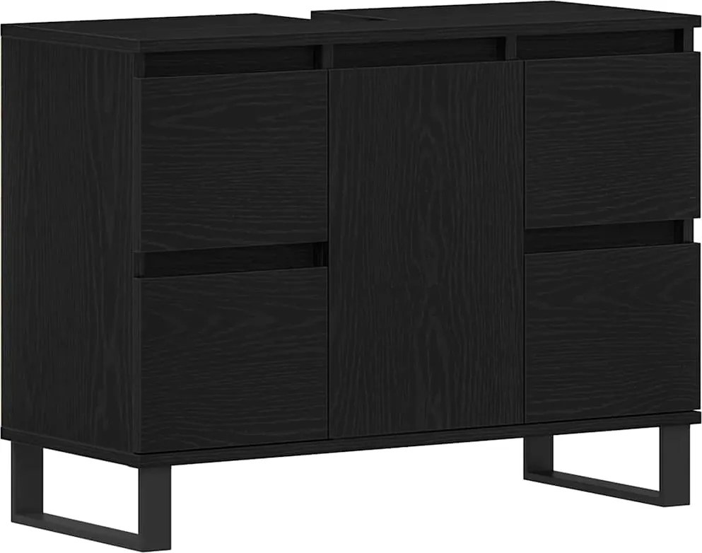 vidaXL Fürdőszoba Székény fiókkal Fekete tölgy 80 x 33 x 60 cm Faanyag